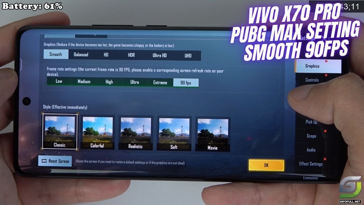 Vivo X70 Pro test game PUBG Smooth 90 FPS