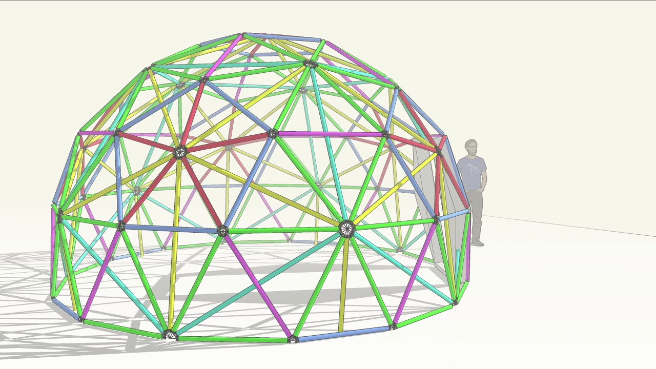 3V half truss, flat bottom dome