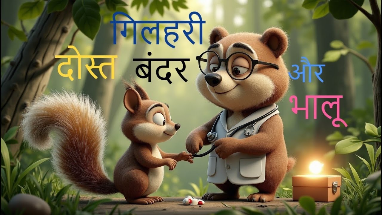 नन्ही गिलहरी दोस्त बंदर और भालू | Squirrel Monkey & Bear | Jungle Poem & Kids Nursery Rhymes