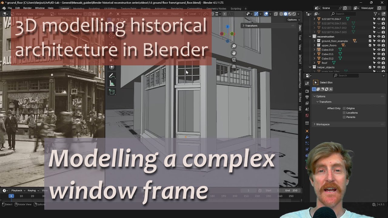 Modelling historical architecture in Blender - complex window frame pt. 1