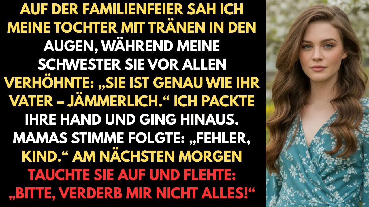 Auf der Familienfeier sah ich meine Tochter mit Tränen in den Augen, während meine Schwester sie