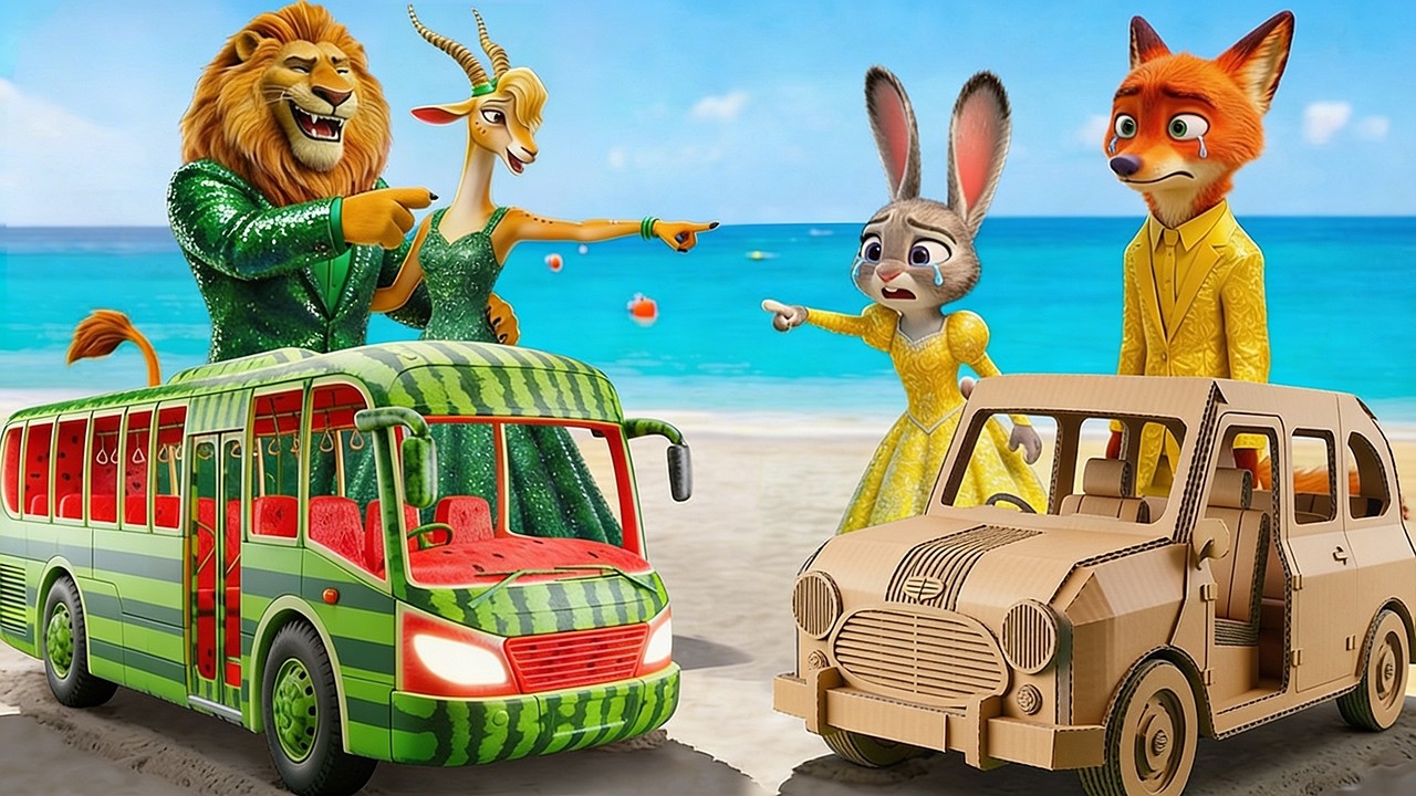 🍉 Zootopia Golden Family Buys a Robot McQueen – Faces Off Against the Watermelon Family | Zootopia 2