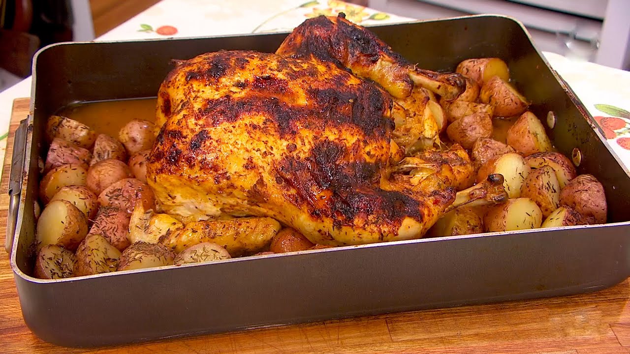 Pollo braseado con papas