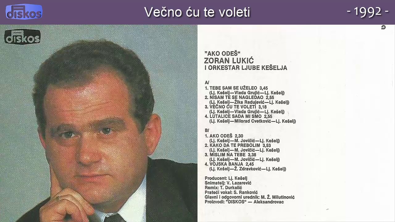 Zoran Lukic - Večcno cu te voleti - (Audio 1992)