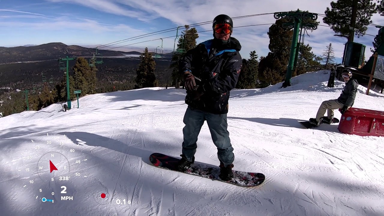 Fast Snowboarding Exhibition Run Bear Mountain Resort California January 2020 Go Pro Speed G-force