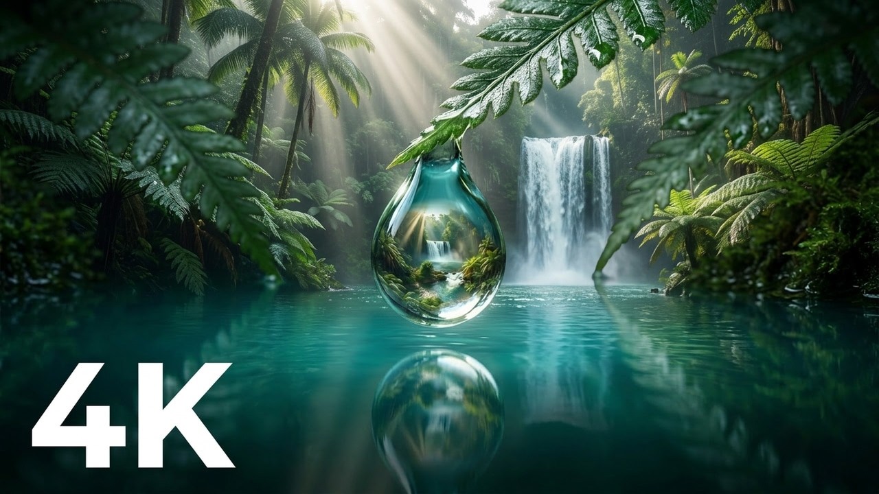 Deep Sleep Sounds by a Tropical Waterfall | 4K Nature Video