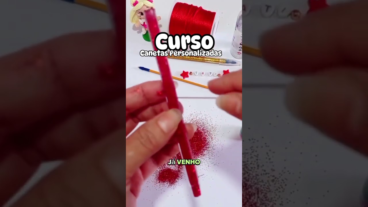 Caneta personalizada com cola e glitter #canetaspersonalizadas