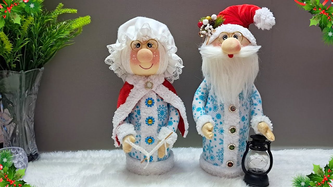 Step By step Santa and mrs. Santa making idea From Plastic Bottle  | DIY Christmas craft idea🎄444