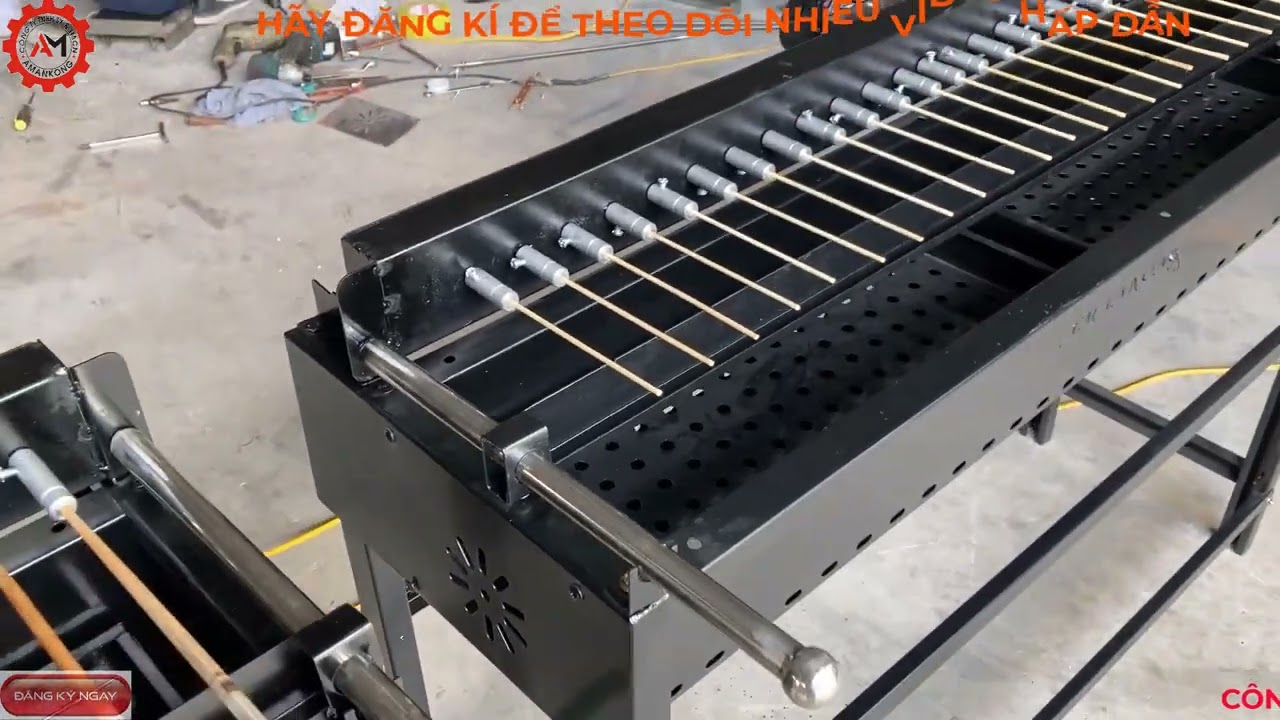 Máy Nướng Thịt Xiên Tre Máy Nướng Nem Tự Quay Bằng Than Hoa