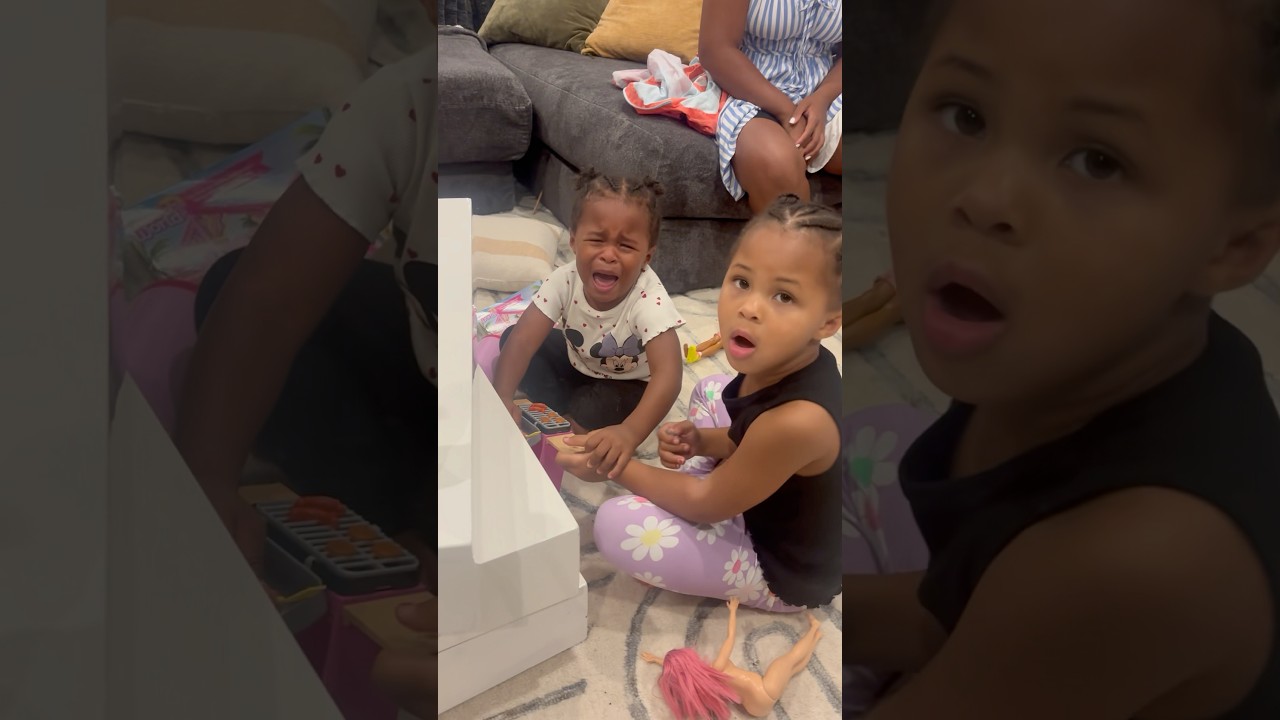 Dad catches baby sister crying because daughter says no #shorts