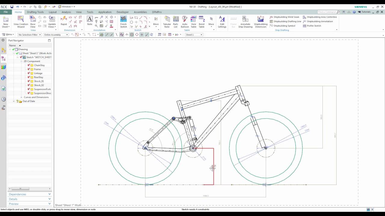 NX CAD  MTBike layout concept modeling