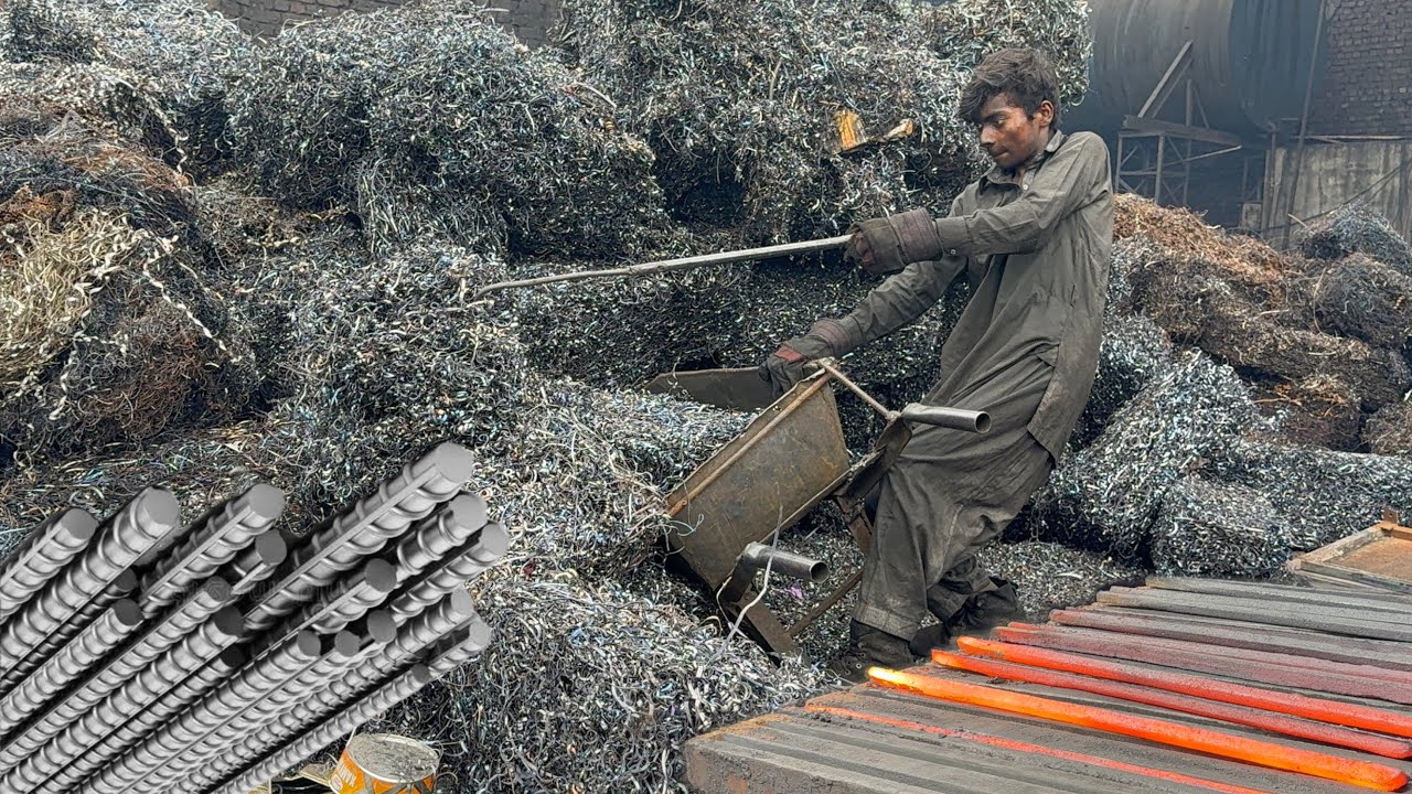 How Lathe Shaving scrap Recycling to make Iron Rod | Amazing Metal into Heavy-Duty iron rod