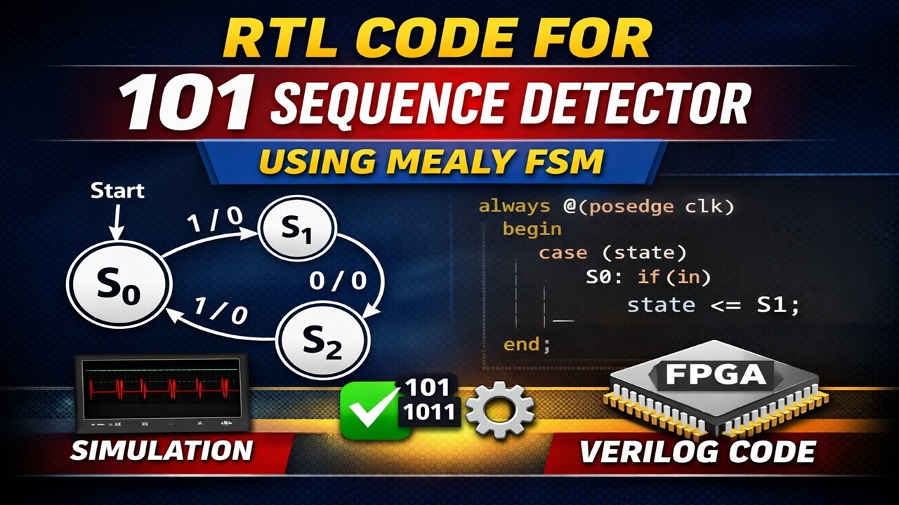 RTL Code for 101 Sequence Detector Using Mealy FSM | Verilog HDL Tutorial