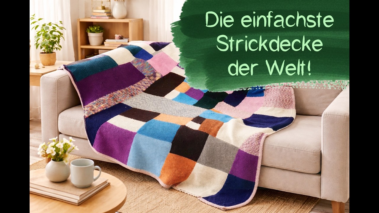 🤯 Strick-Anfänger: So einfach geht deine 1. Decke! (Der Schal-Trick)