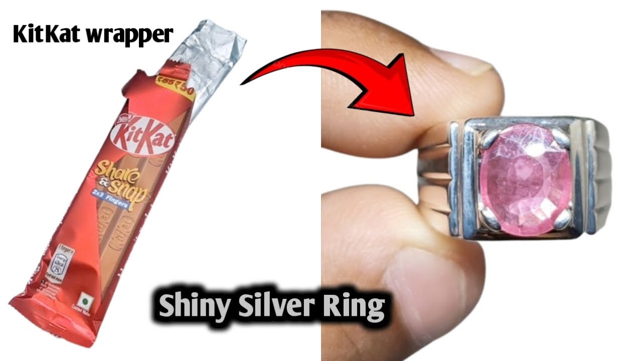 Shiny Silver Ring Making with KitKat Wrapper 💍/Don’t Throw KitKat Wrapper! Make a Shiny Silver Ring