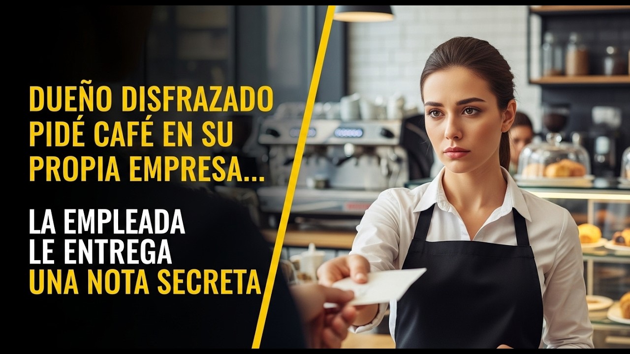DUEÑO DISFRAZADO PIDE CAFÉ EN SU PROPIA EMPRESA… LA EMPLEADA LE ENTREGA UNA NOTA SECRETA QUE LO DEJA