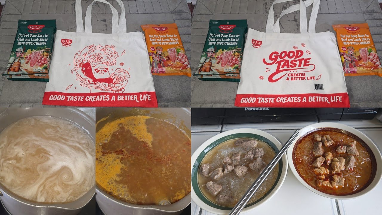 Costco Item Review Hao Ren Jia Hot Pot Soup Base for Beef and Lamb Spices Plain and Spicy Taste Test