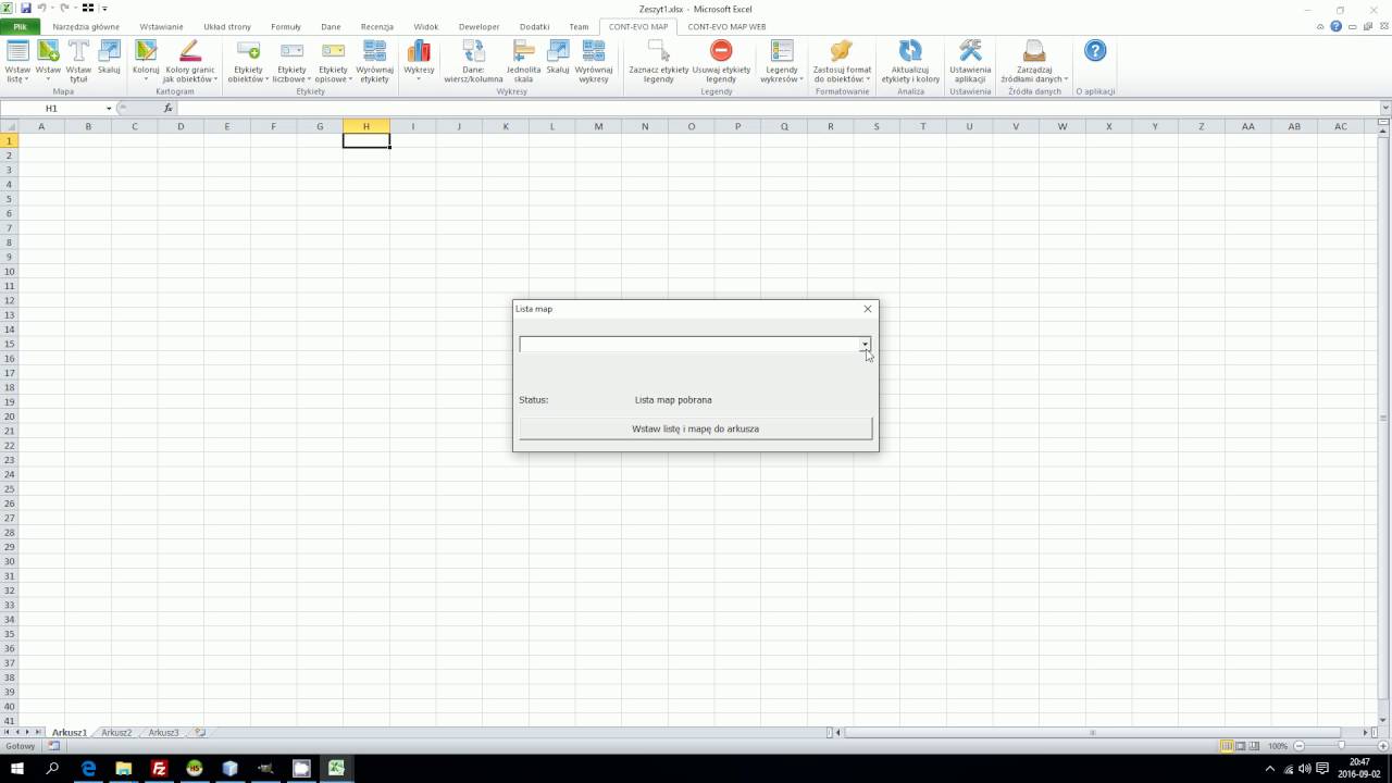 CONT-EVO MAP - Mapa w Excel na 