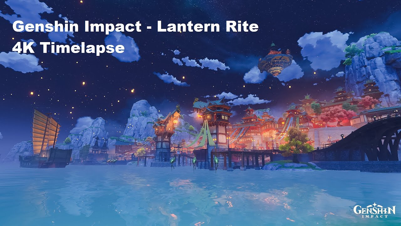 Relaxing Study & Sleep Soundtracks - Lantern Rite Genshin Impact 4K Timelapse
