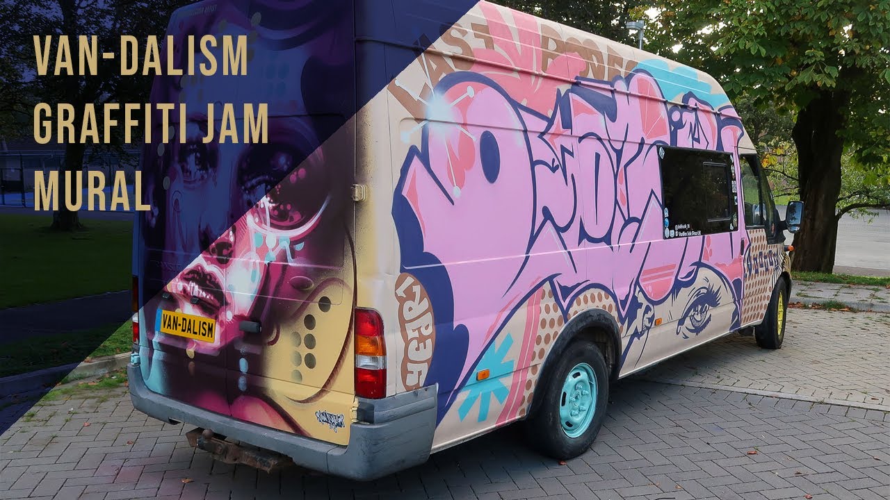 Van-Dalism Mural Graffiti Jam - Spray Painting Portrait - Cowan Park - Van life -Michael Corr Artist