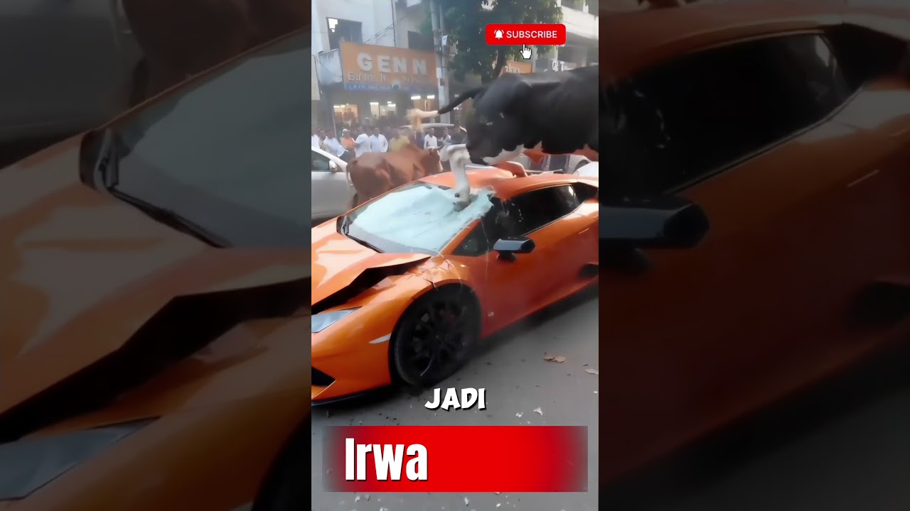 Angry Cow Jumps on a Sports Car! 😱🔥 #shorts #viral #cow #mobilsport