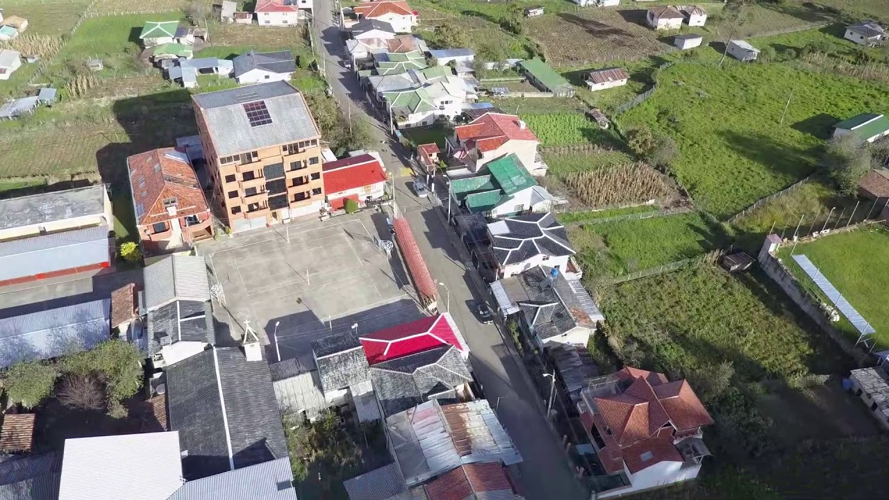 Vista aereal de Corpanche, la Parroquia Checa y El caserio la Dolorosa