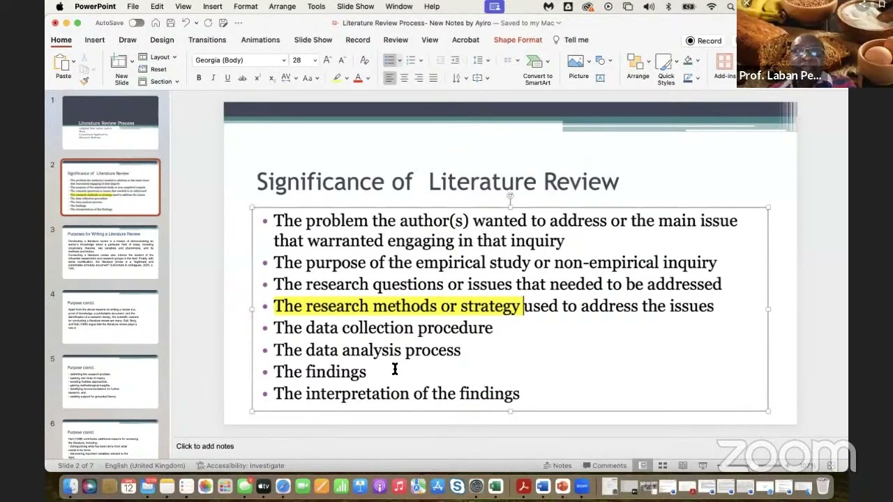 Prof.  Laban Ayiro Lecture 31 on Research Methods: Writing Chapter Two