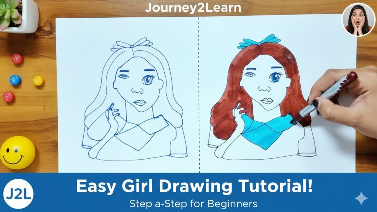 How to Draw a Cute Girl like a Pro – J2L Secret Trick | Easy Step-by-Step Drawing Tutorial