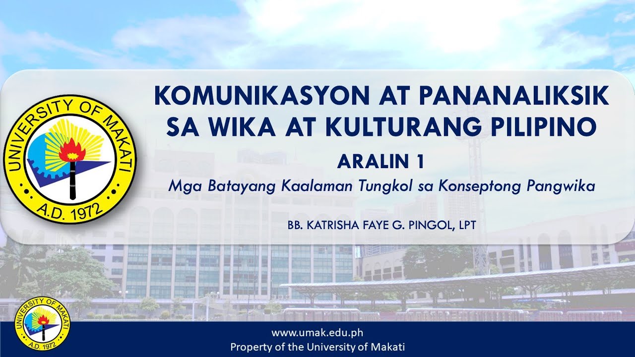 Aralin 1: Mga Batayang Kaalaman sa Konseptong Pangwika | Komunikasyon at Pananaliksik