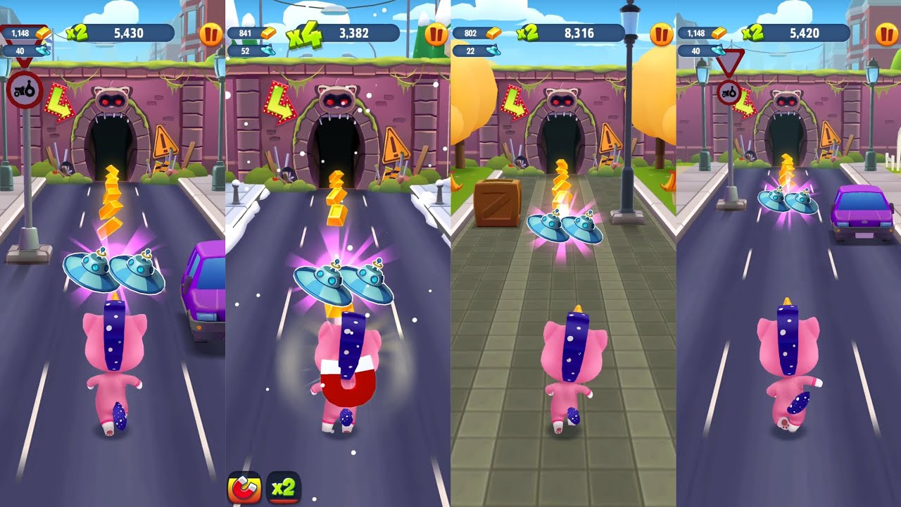 Talking Tom Hero Dash - All Unicorn Angela vs All Cave Raccoons vs All Versions