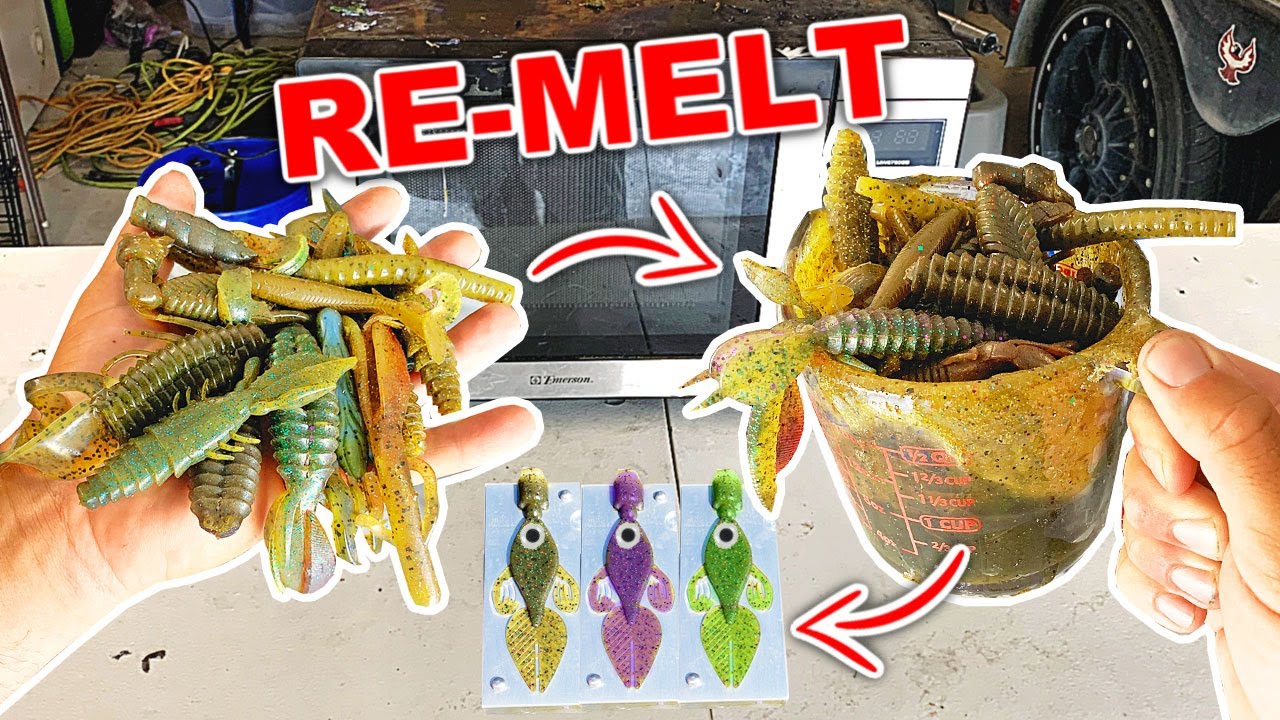 MELTING My Old Plastic Fishing Lures to Pour NEW Baits!! -- (Fish LOVED Them)