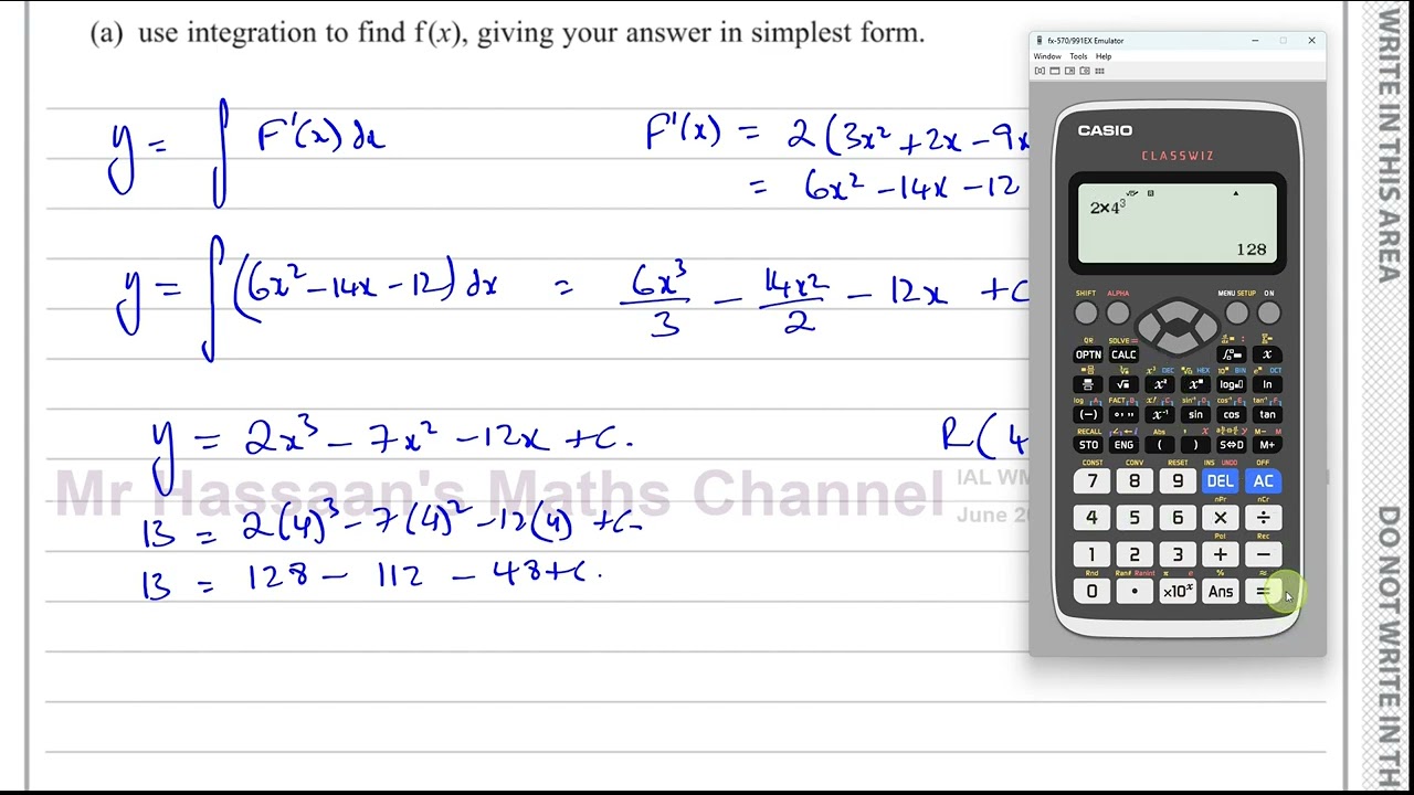 WMA11/01, (Edexcel), IAL, P1, June 2024 (R),  Q8a,b Integration, Finding Original Eqn
