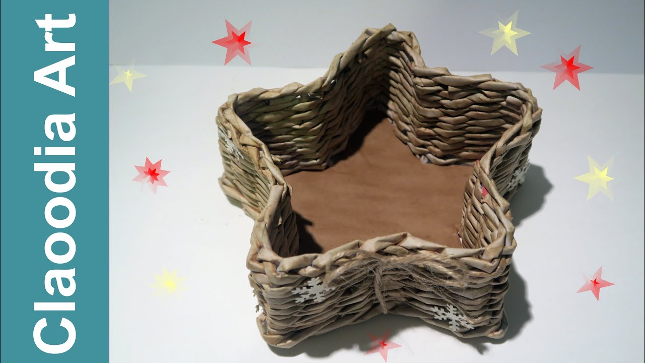 Звездообразный корзина, плетеная бумага, DIY