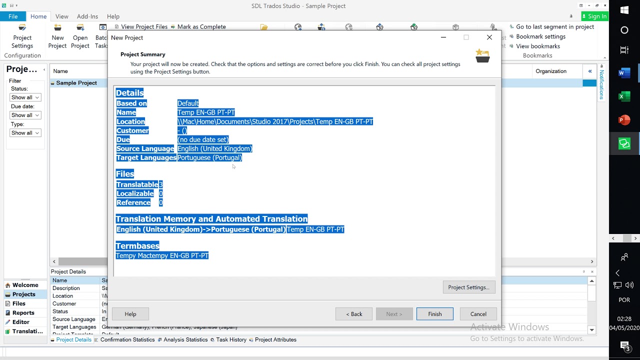Making a Project in SDL Trados 2017