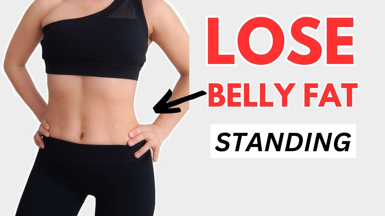 EASY STANDING workout to lose belly fat, get a flat stomach in 10 days, no jumping - DAY 1