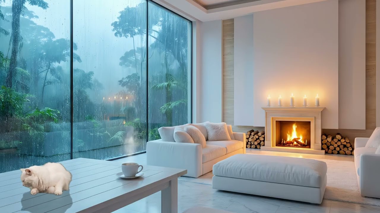 Cozy Rainy Room at Night  Piano Music for Calm & Rest
