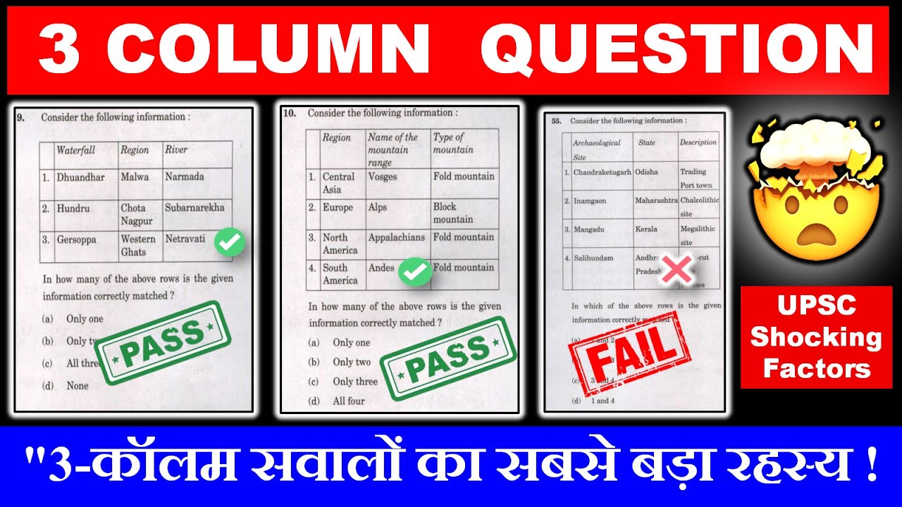 😱UPSC Prelims Shocking Factor --How to Approach 3 Column Question | UPSC PYQ Analysis #upsc2025 #ias