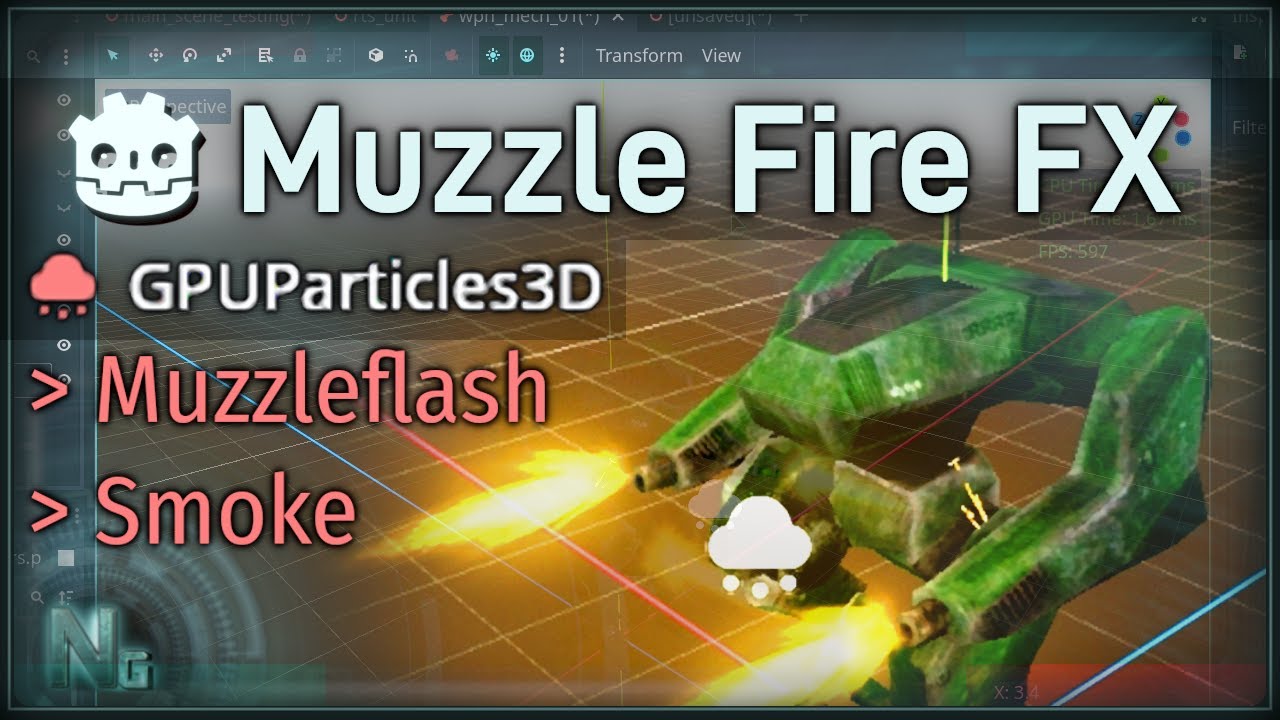 Gunfire Effect From Scratch - Godot GPU Particles Tutorial : Muzzlefire FX and Smoke - Full Tutorial
