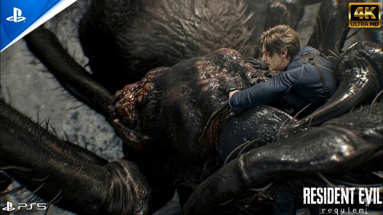 Leon S. Kennedy VS Giant Spider - Boss Fight | Resident Evil Requiem Gameplay [4K 60FPS HDR]