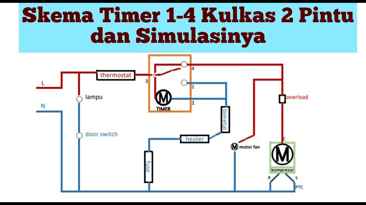 Cara Kerja dan Skema Timer 1-4 Kulkas 2 Pintu