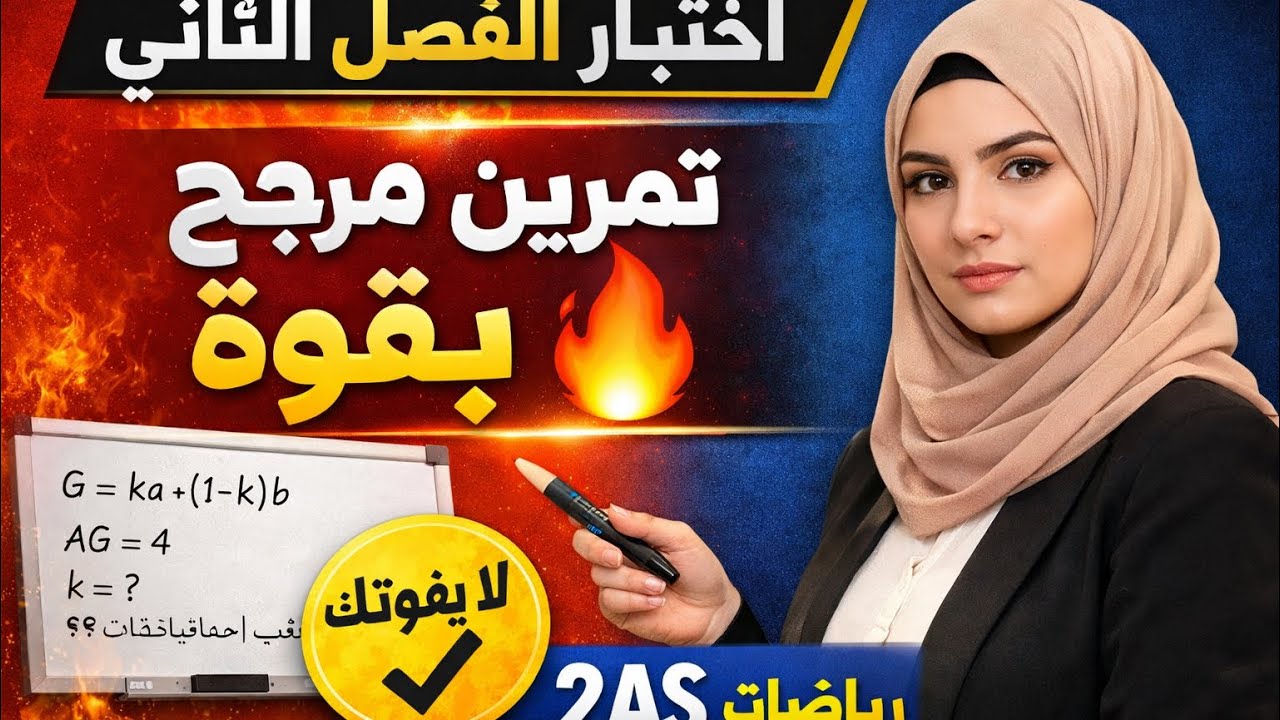 تمرين مرجّح مقترح لاختبار الفصل الثاني 2AS | شرح مفصل خطوة بخطوة