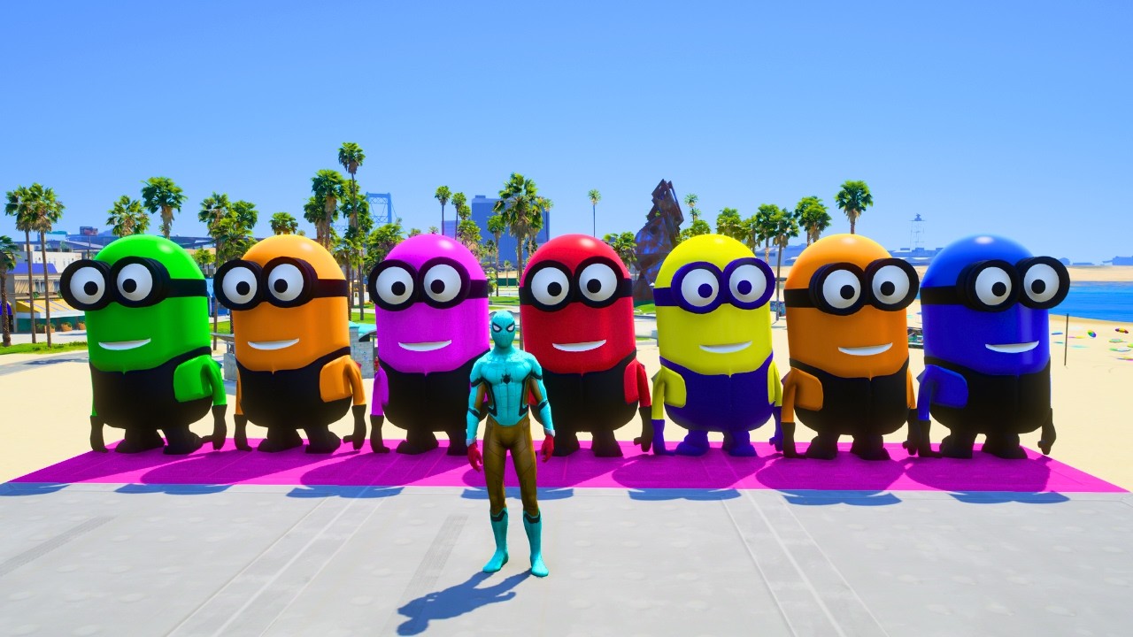 GTA 5 Epic Ragdolls RED SPIDERMAN VS RED MINION VS GREEN MINION Euphoria Physics & Funny Fails