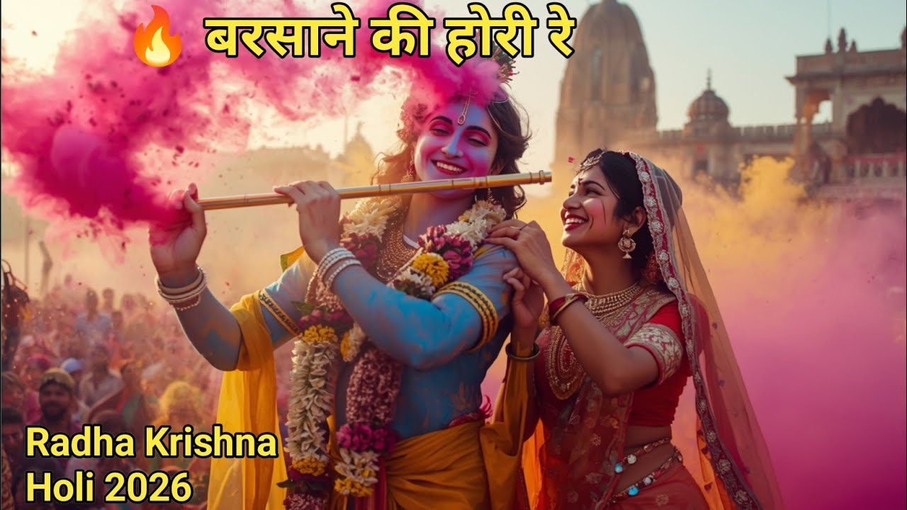 राधा संग खेले श्याम होरी 💛🌸 | Radhe Radhe Holi Special 2026🙏 #holi2026 #radheshyam 