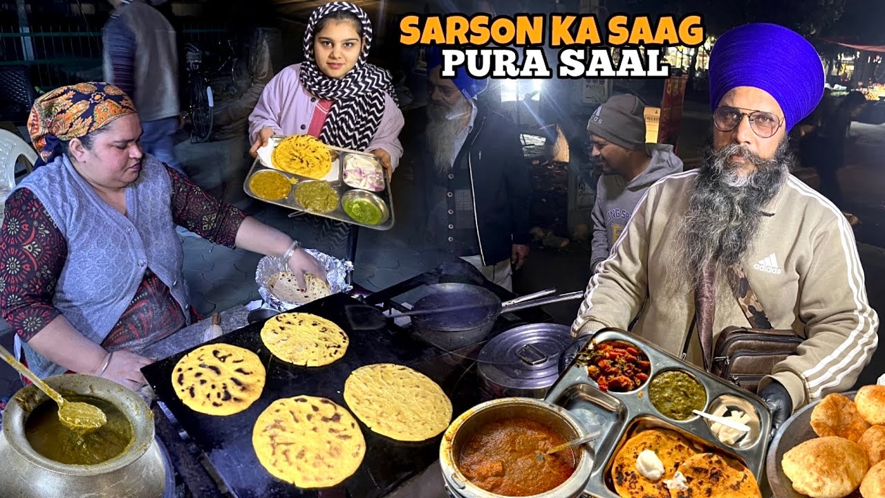 Rs 80 Sardar Ji ka Unlimited Sarson ka Saag With Makki Ki Roti | Mohali Famous Street Food