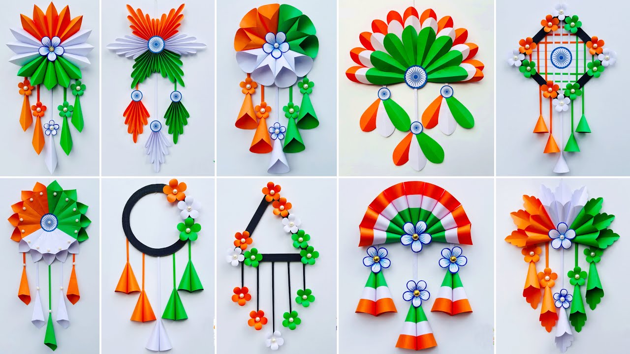 Top 10 Independence Day Wallhanging Craft // Tricolor wall decoration ideas // 15th August craft
