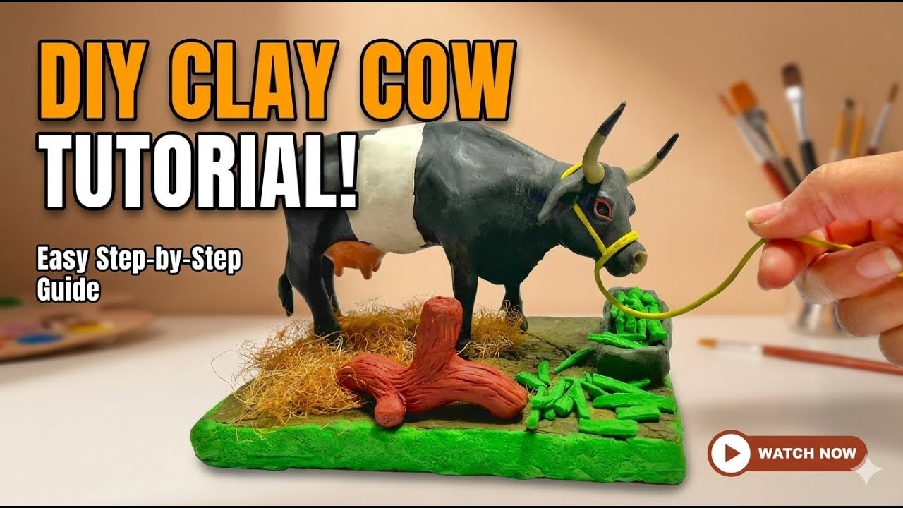 Relaxing Clay Art: Making a Cow Step by Step
