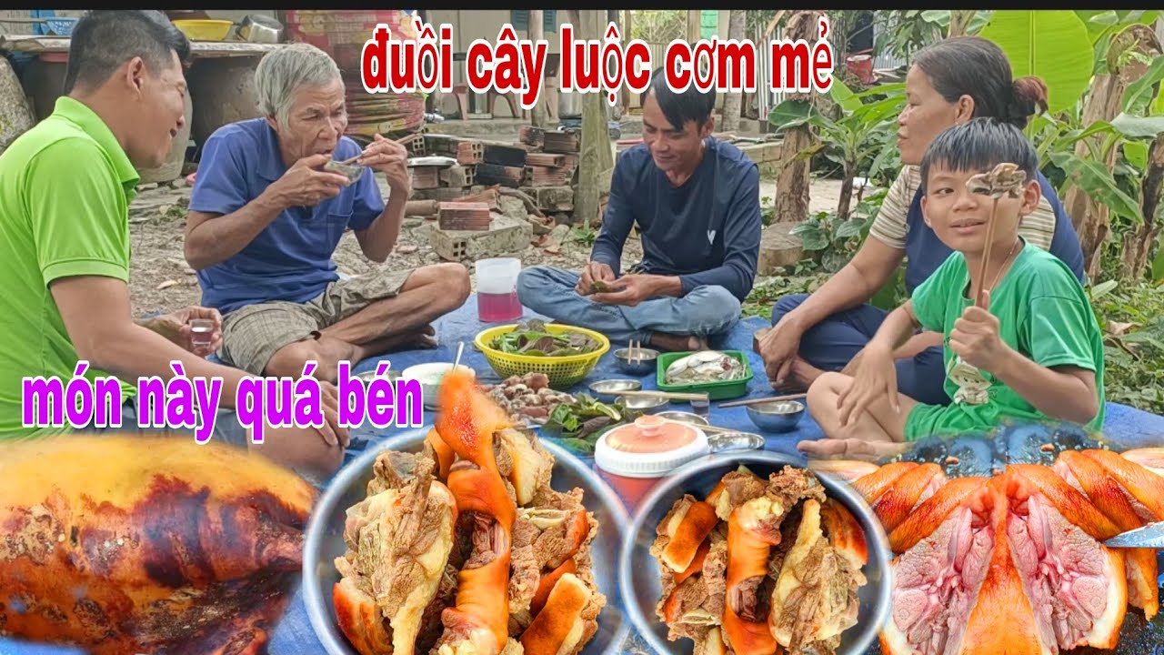 Đùi cầy luộc cơm mẻ. Kết hợp với cá rô nâu kho me ăn với loại bông mà thằng ní trên 30 năm mới biết