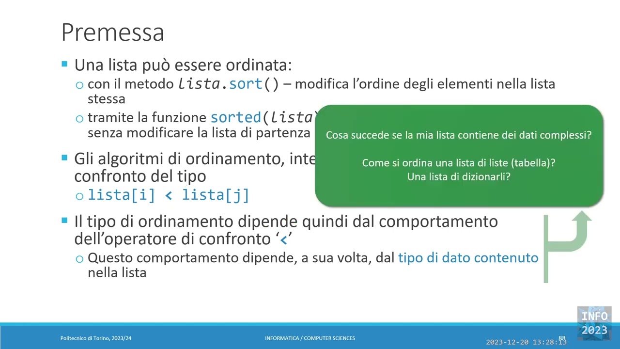 Info-2023-L35: Ordinamenti avanzati. Strutture dati complesse.