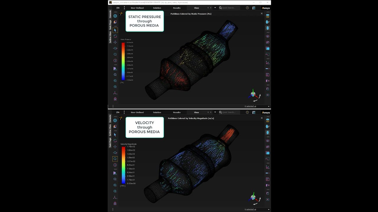 Porous Media Flow | Pathlines by Pressure & Velocity Magnitude (