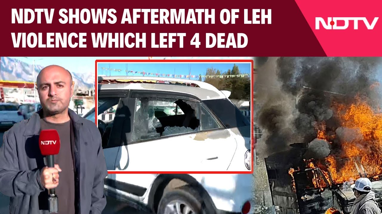 Ladakh Leh Protests | Burned Vehicles, Broken Glass: NDTV Shows Aftermath Of Leh Violence
